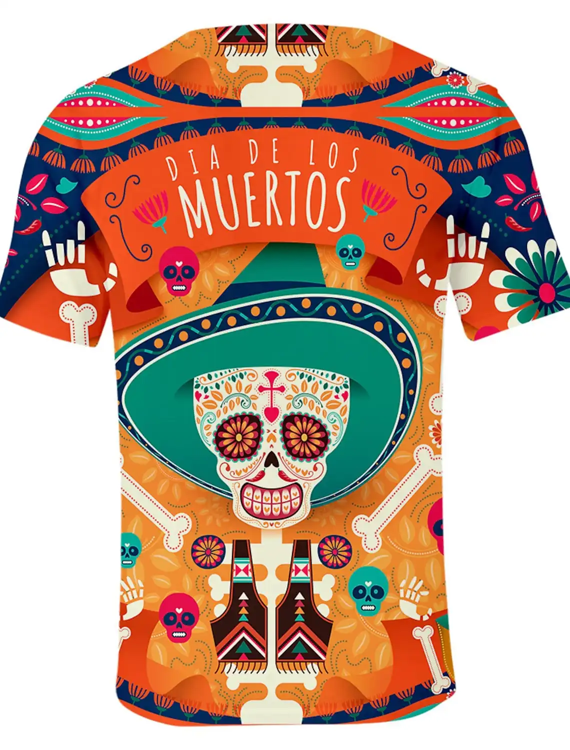 Funny Sugar Skull Mexican T-shirt Anime Cartoon Anime Mexico Independence Day   Day of the Dead T-shirt For Men Women's Top tees