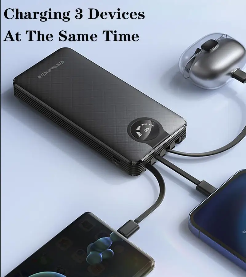 Awei P133k 10000mah Multiple Output Powerful Power Bank With Cable Protable  Powerbank For Phone External Battery Charge - Power Bank - AliExpress