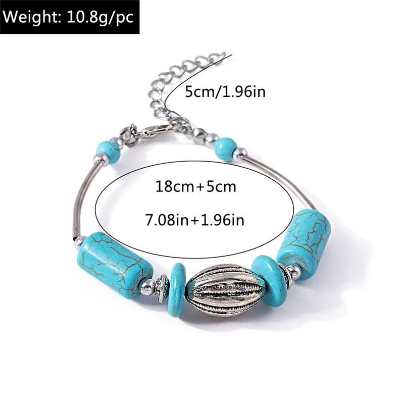 Böhmische bunte türkisfarbene Armbänder für Frauen, handgefertigte Steinperlen, Armreifen, Mädchen, Party, Urlaub, Schmuck, Geschenke – Detail 4