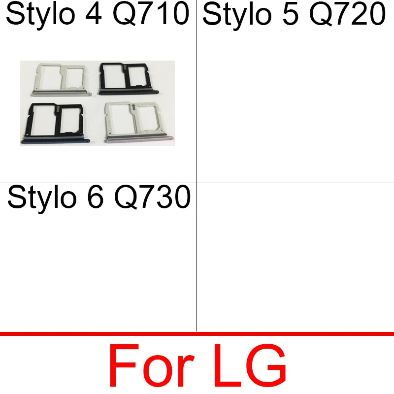 Adattatori Per Vassoio Per Schede Sim Per Lg Stylo 4 Q710 Stylo 5 Q720 Stylo 6 Q730 Lettore Di Schede Sim Slot Socket Parti Di Ricambio