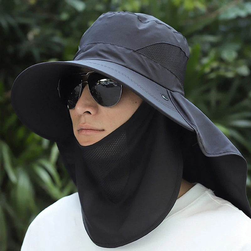Sun Hats Sun Hat Fisherman Hat Bucket Hats Sunscreen Hats Camping Hats Summer Quick-drying Boonie Men Women Hat Outdoor Face Mask Wide Brim Bucket Hat Sun Protection for Fishing Hunting
