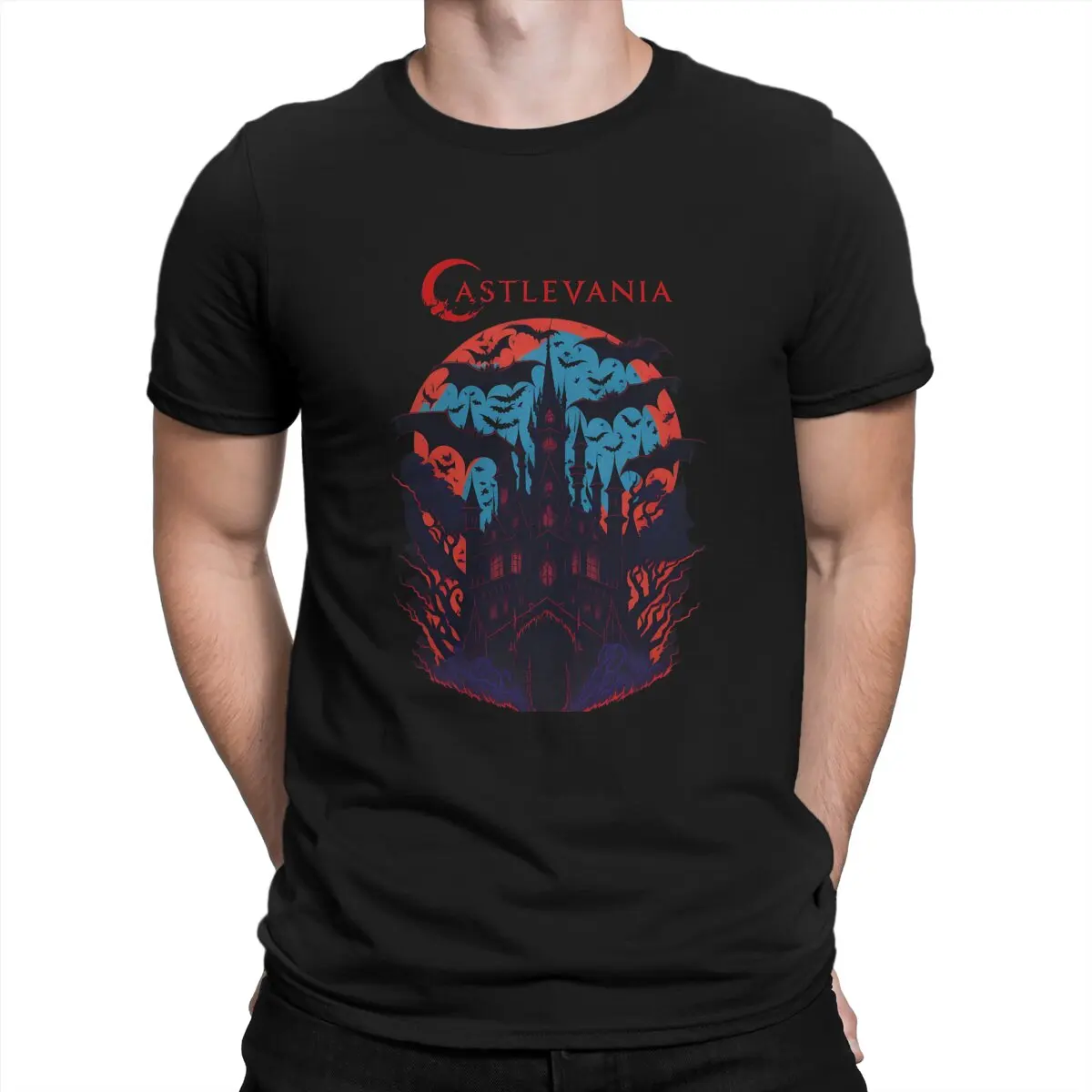 

Мужская Винтажная Футболка Castlevania, 100% хлопок, с коротким рукавом и круглым вырезом