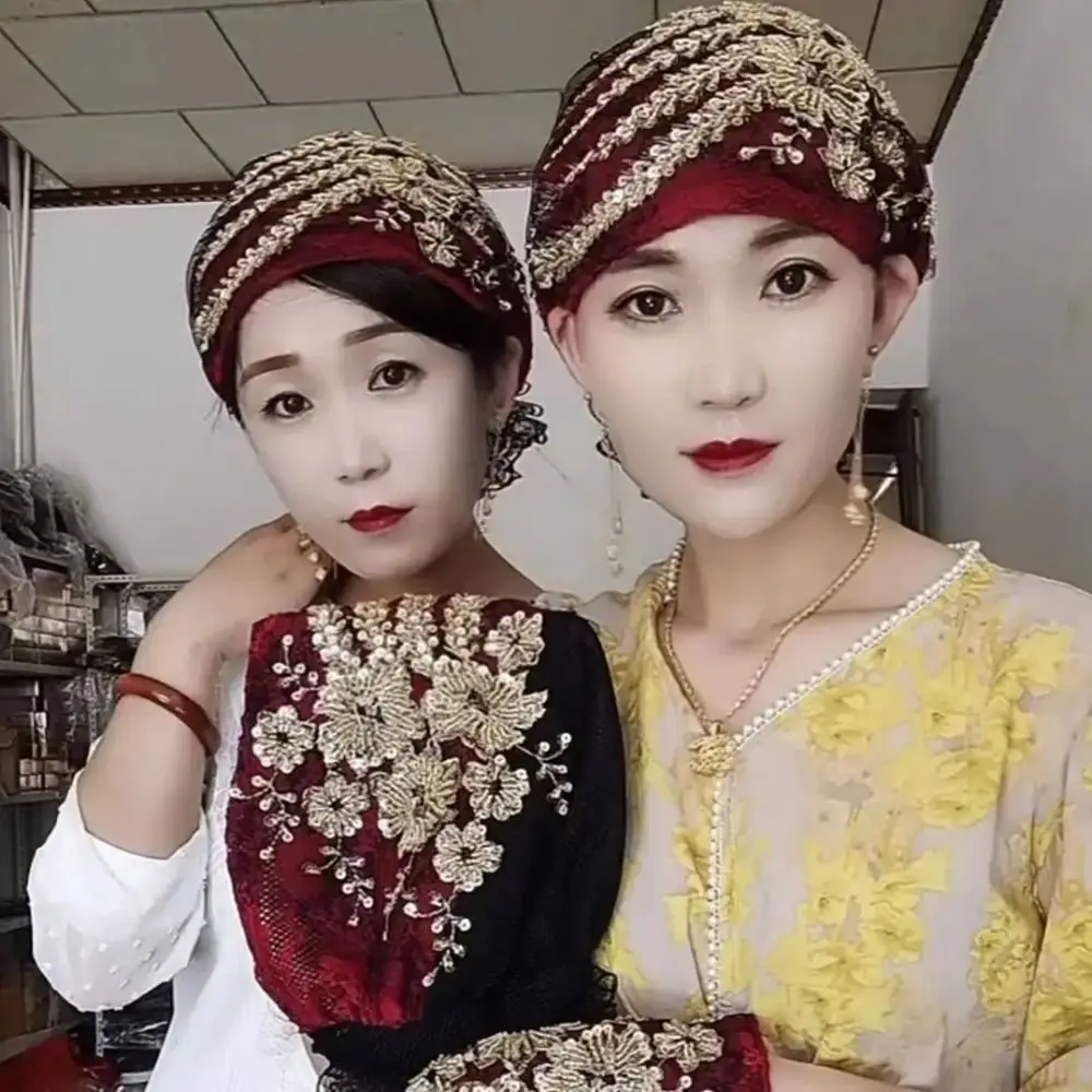 여성용 단색 무슬림 헤드 스카프 모자, 패션 코튼 레이스 터번, 무슬림 헤드피스