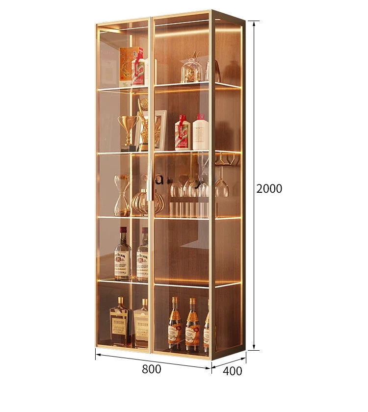 Light Luxury Wine Cabinet Living Room Wall Shelf Aluminum Glass