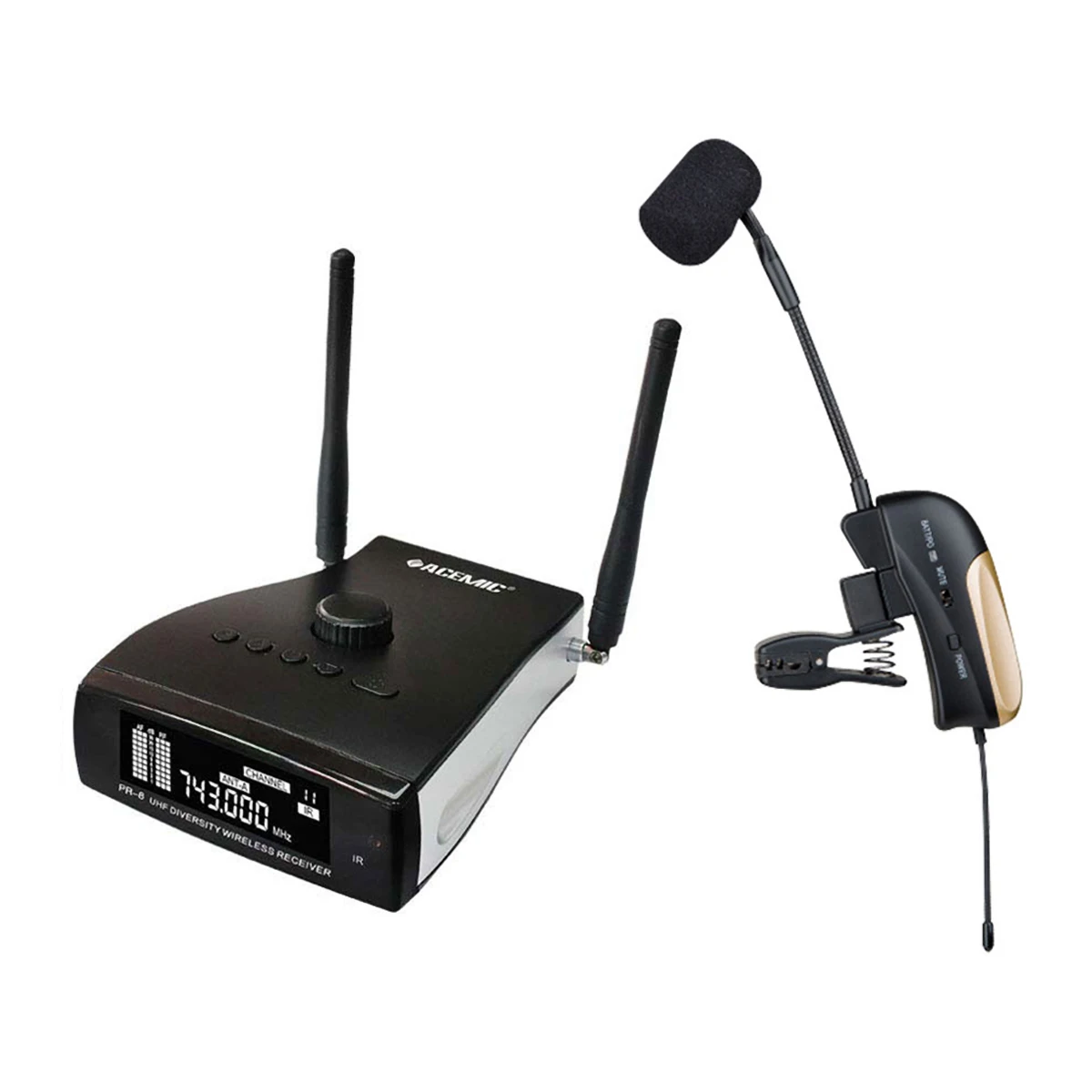 Wireless Saxophone Microphone System for Saxophonist Stage Performance 3 Echo Reverb Acemic PR-8/ST-4