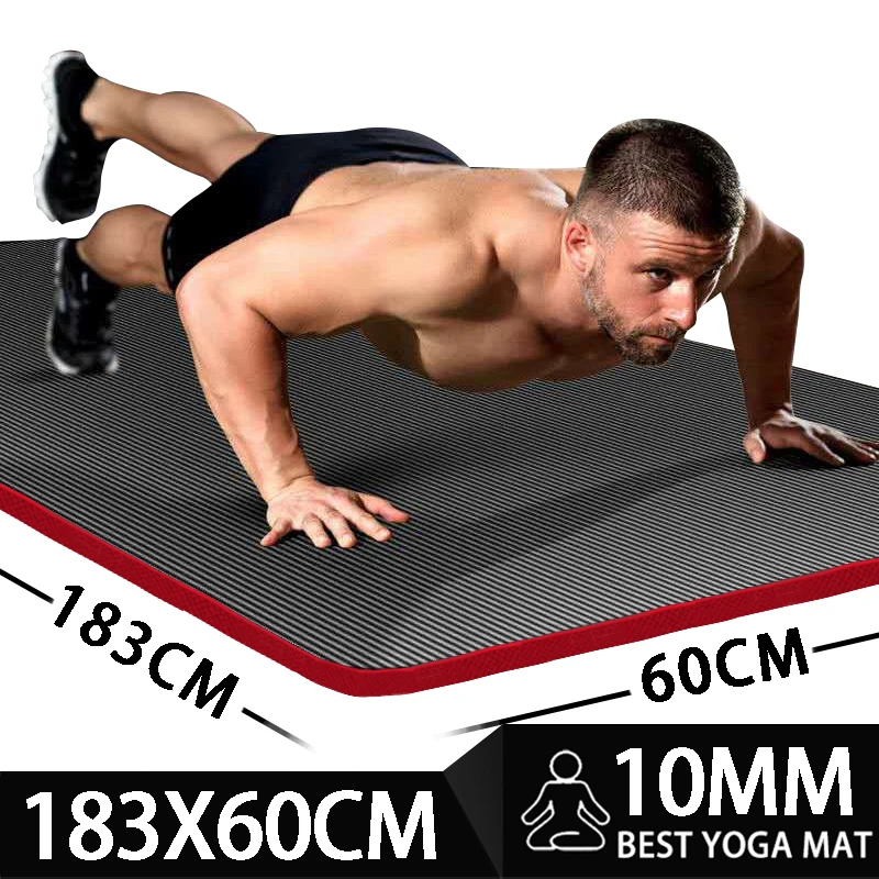 Tapis de Yoga plus grand de 185cm, matelas de Fitness épais NBR pour  débutants en Yoga pour hommes, tapis de gymnastique antidérapant pour  musculation, Pilates et danse - AliExpress