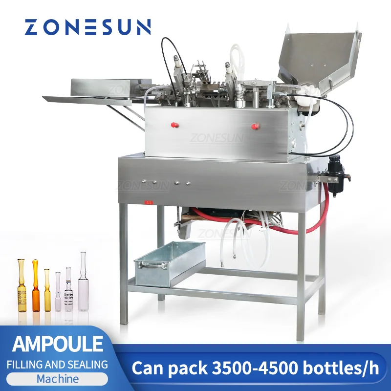 ZONESUN 자동 소형 안티 에이징 에센스 비타민 유리 앰플 병, 핫 멜트 팩 충전 및 밀봉 기계 