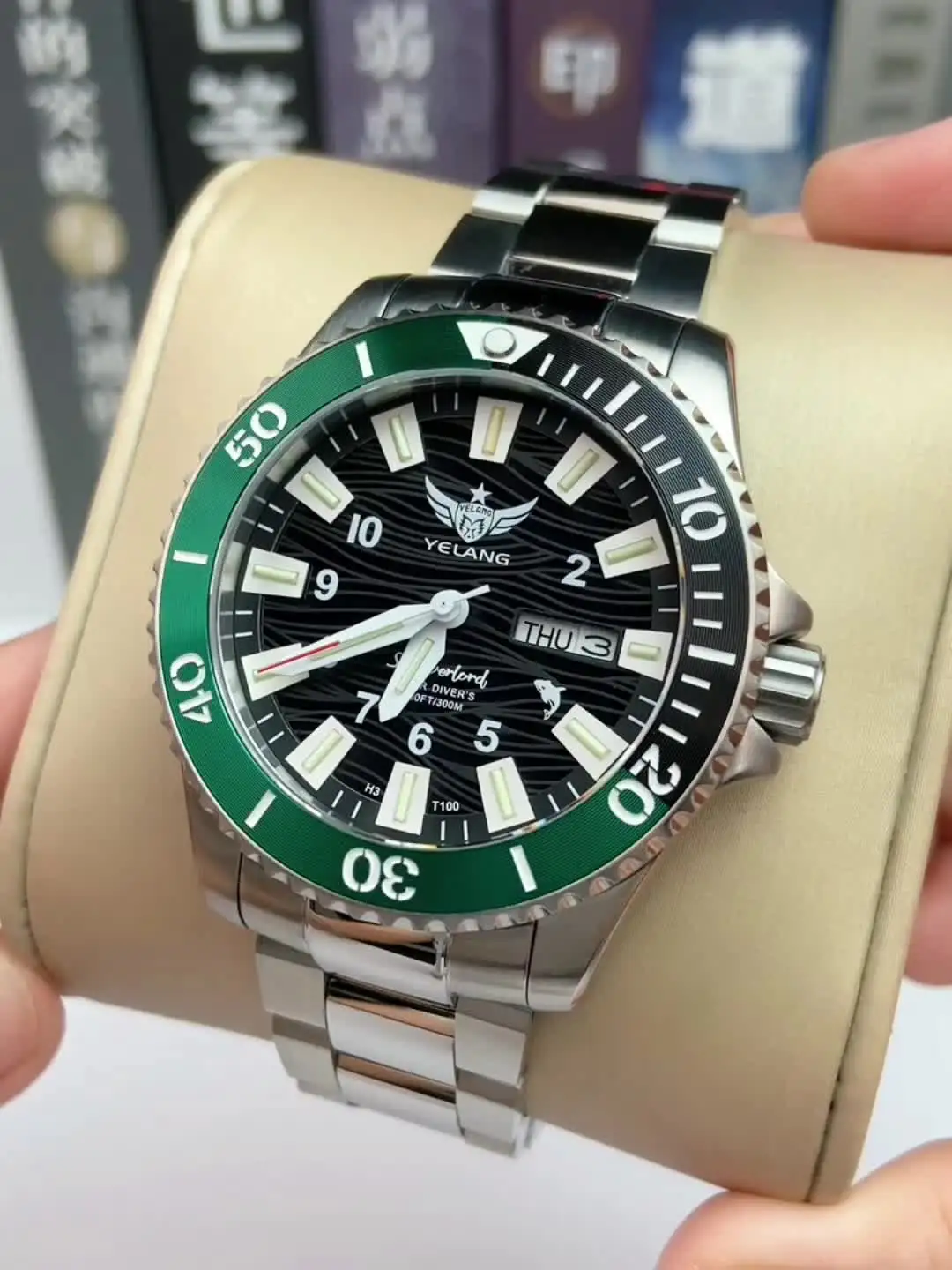 Zegarek nurkowy Yelang V1217 300m solarny Japonia VS43 szwajcarski Super Luminous Water Ghost wodoodporny górny szafirowy aluminiowy bezel Reloj