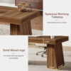 Tribesigns 55 Inches Executive Desk, Mid-Century Modern Home Office Desk with Double Trapezoid Base, Wood Computer Desk 6