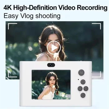 FANGTUOSI Fotocamera digitale 4K Videocamera con zoom 16x 24 milioni di pixel Fotocamere compatte Messa a fuoco automatica per bambini Principianti adulti Fotografia