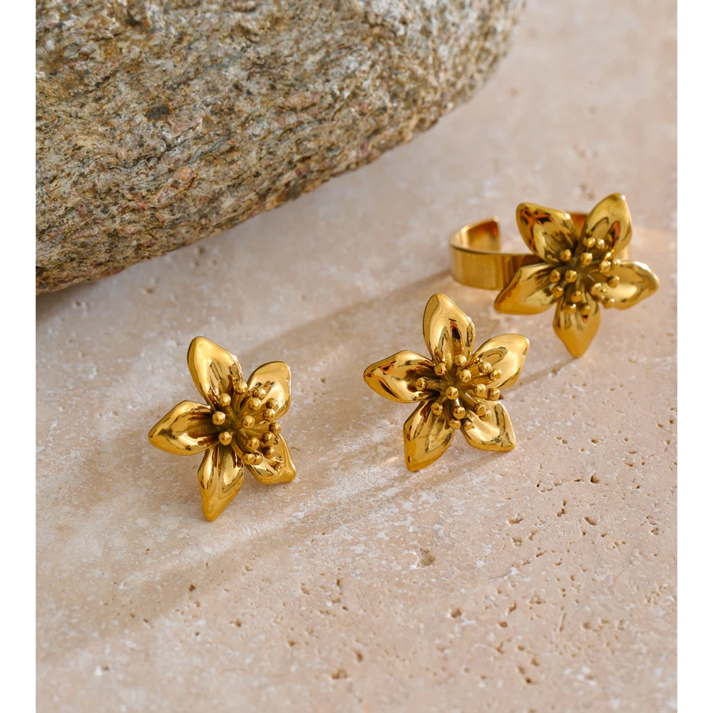 Yhpup Jewelry Earrings Waterproof Casting Stainless Steel Golden
