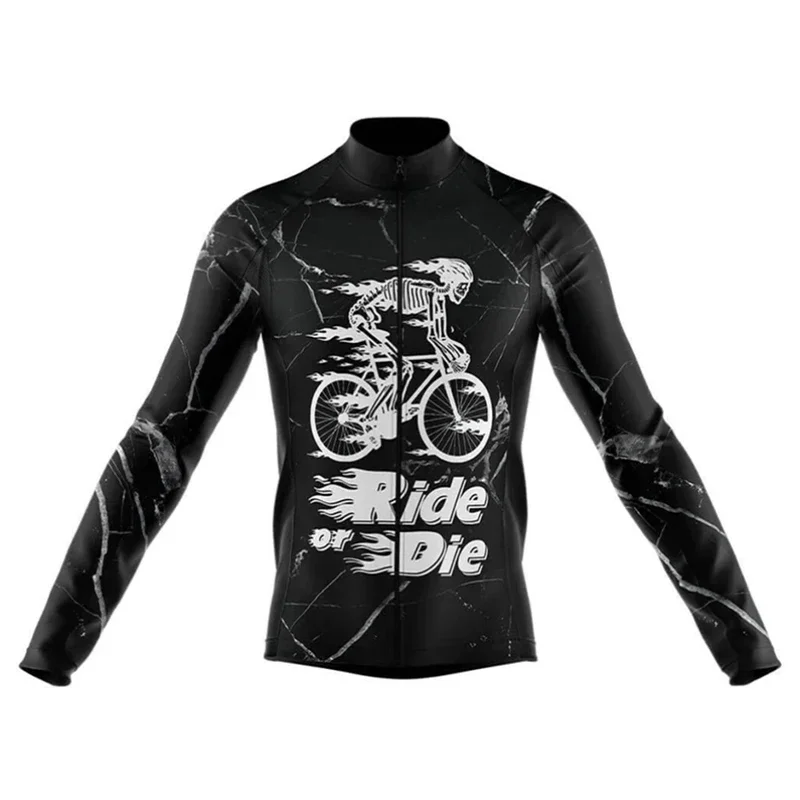 thumbnail image 1 of Maillot de ciclismo con estampado de calaveras para hombre, ropa de ciclismo de manga larga, uniforme de bicicleta de montaña, verano 2023, 1 of 4