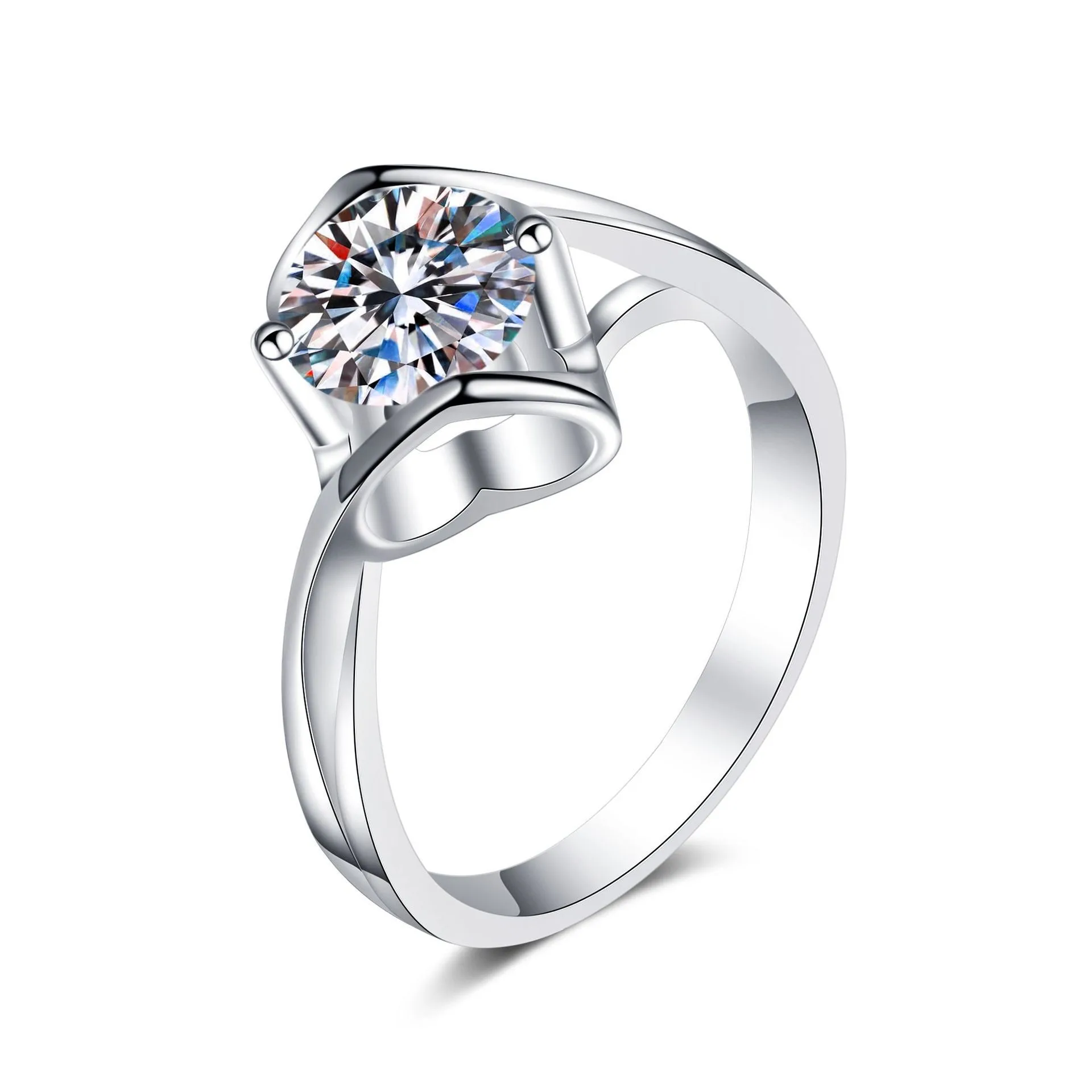 

AZ155-J Lefei Fashion Luxury Trendy Classic White Moissanite Angle Kiss Heart Ring For Women 925 Silver Party Jewelry Charm Gift