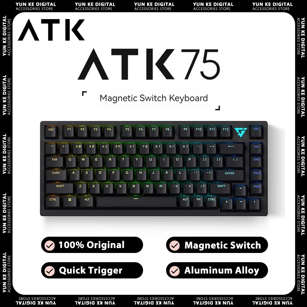 

ATK ATK75 Magnetic Switch Gaming Keyboard Quick Trigger Gasket RGB Aluminum Alloy Mechanical Keyboard Pc Gamer Varolant Win Mac
