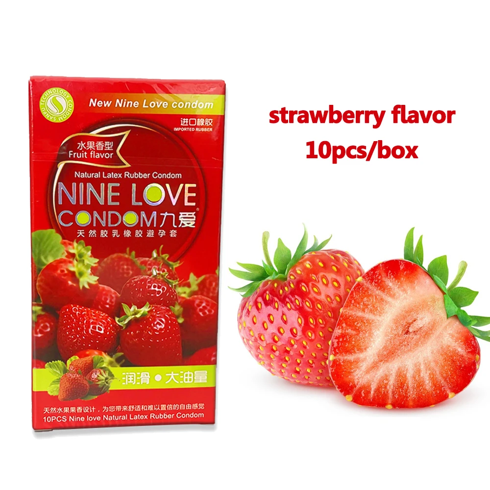 10pcs Fruit Flavour Condoms Natural Latex Safe Contraception Penis Aldult Sex Toy Lubricating Condom For Men 18+ Oral Sex Tools