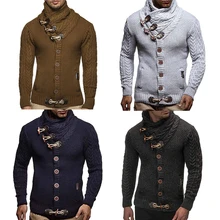 

Men's Slim-fit Hot Slim Pullover Sweater Men 2021 Brand Casual Slim Sweaters Thick Horn Buckle Coarse Wool Twist Flower Sweater