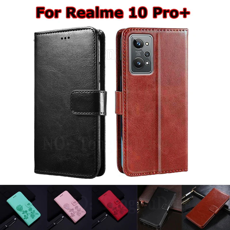 

Protection Phone Case For Realme 10 Pro+ Funda Coque Wallet Cover For Carcasas Realme10 Pro Reamli 10Pro Etui with Card Pockets
