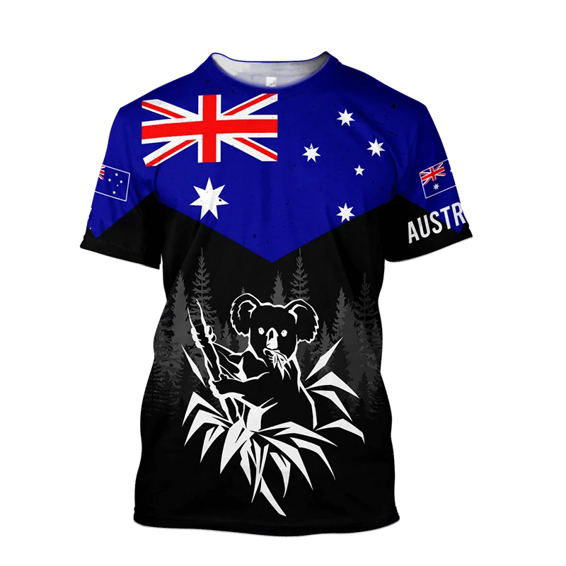 Mens T Shirts Australia Flag Camouflage Print Summer O-neck Koala Jersey Short Sleeve