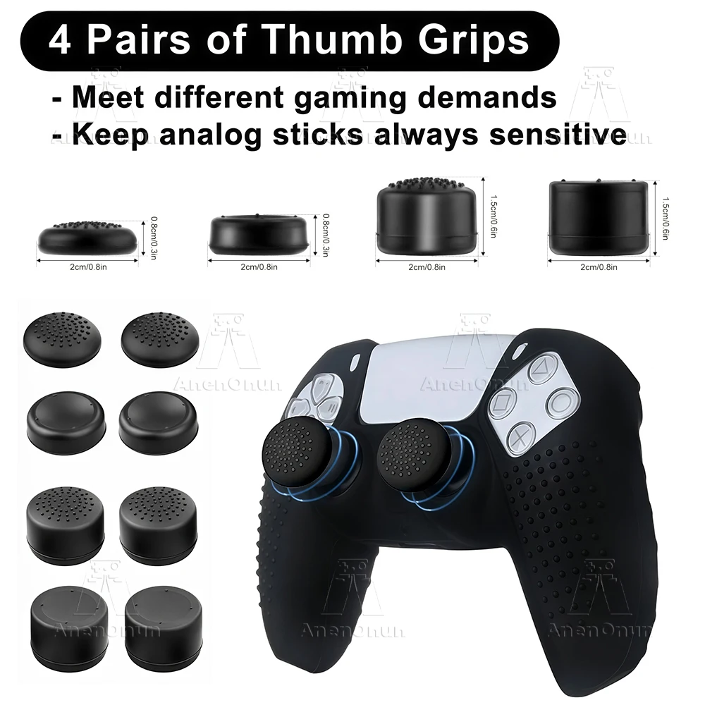 Silikonhülle für PS5-Controller mit Daumengriffkappen, Rundum-Schutzhülle, stoßfest, kratzfest, rutschfest, langlebig, weiche Schale – Detail 2