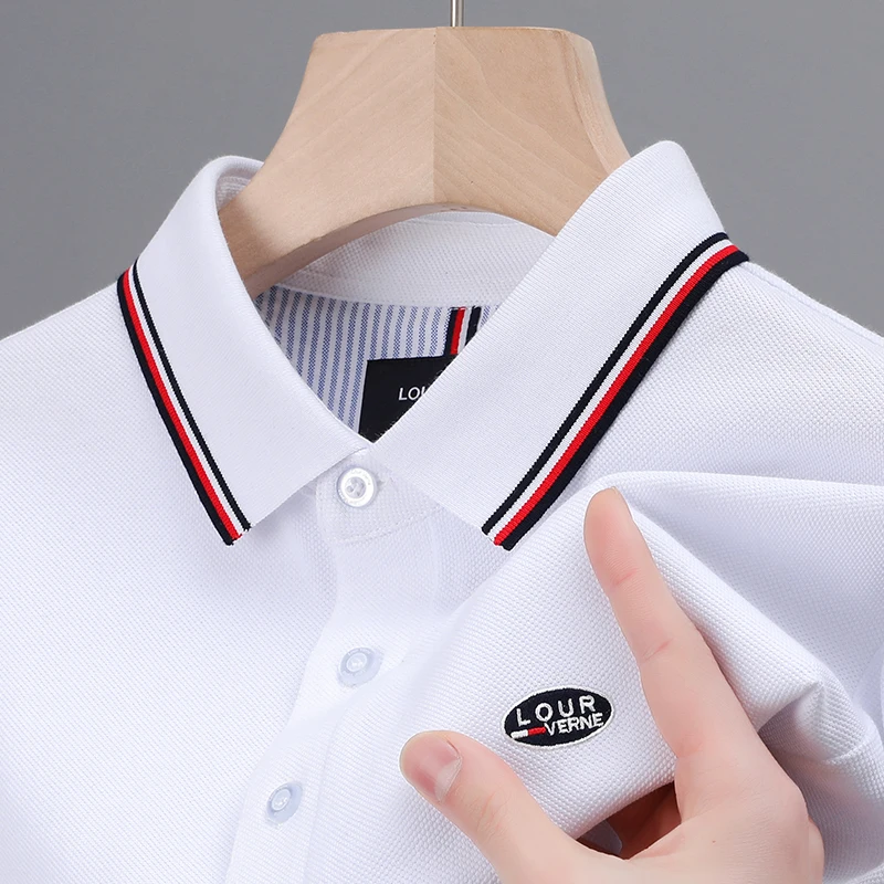 

Luxury Brand 100% Cotton Men's Polo Shirt 2023 Summer New Lapel Embroidery Print Half Sleeve T-shirt Korean Sports Golf Clothing