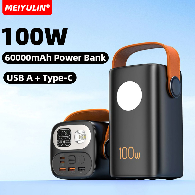 PD100W Fast Charging Power Bank 60000mAh Large Capacity USB C External Spare Battery Charger For IPhone 15 Xiaomi Samsung Laptop