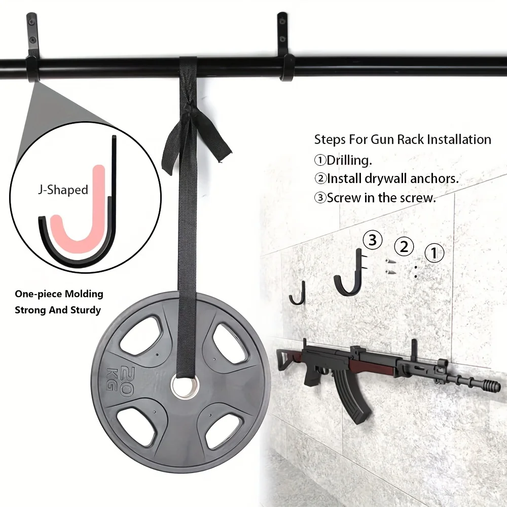 Deluxe Gun Rack Wall Mount with Soft-Padded Hooks for Rifles, Shotguns, and Archery Bows