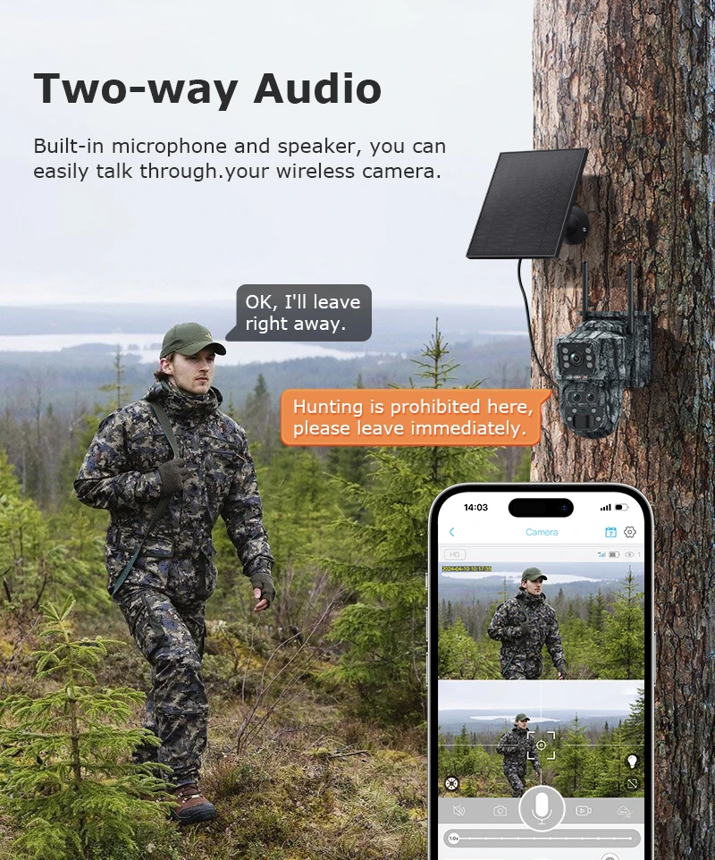12MP 4G LTE Solar Camera 15X Zoom Wireless Outdoor Security Trail Cameras Dual P