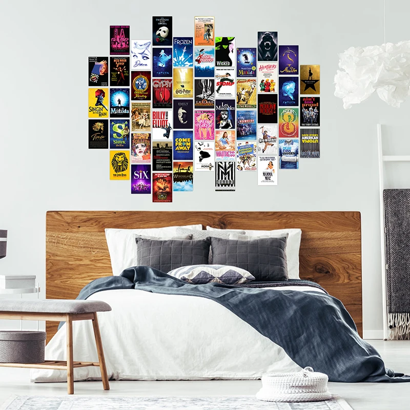 50Pcs Music Drama Postcards Wall Collages For Room Decor Vintage Musical Theatre Posters Decorative Music Bar Aesthetic Pictures home decor posters wall hangings decor