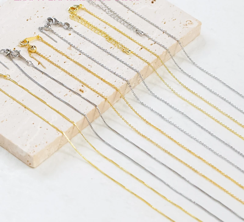 

Korean Naked Chain Plating Real Gold Color Preserving Semifinished Chain DIY Handmade Beaded Necklace Accessories