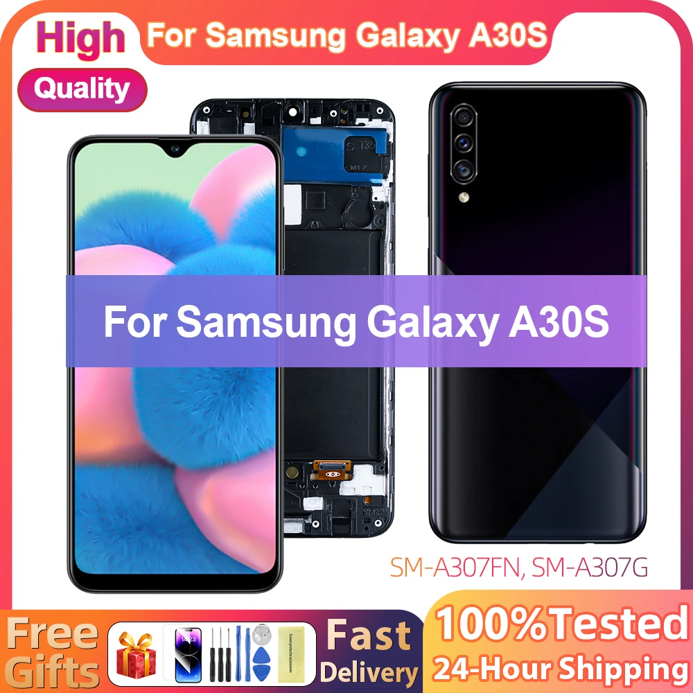 

ЖК-дисплей 6,4 ''OLED для Samsung Galaxy A30S A307F A307 A307FN, ЖК-дисплей с дигитайзером в сборе, Замена с рамкой