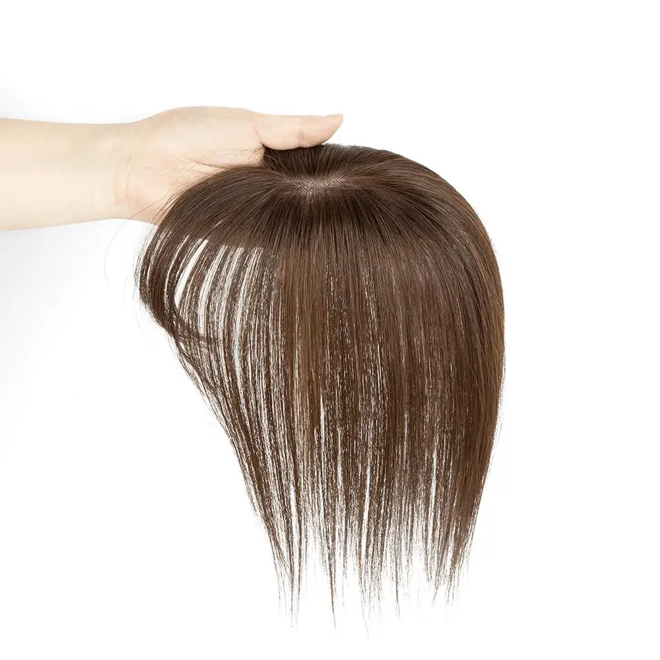 Real Human Hair Toppers with 360 Degree Bangs