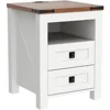 Nightstand with Charging Station, End Table, Side Table for Bedroom, Living Room, Farmhouse Design, Wood Rustic, Antique White 6