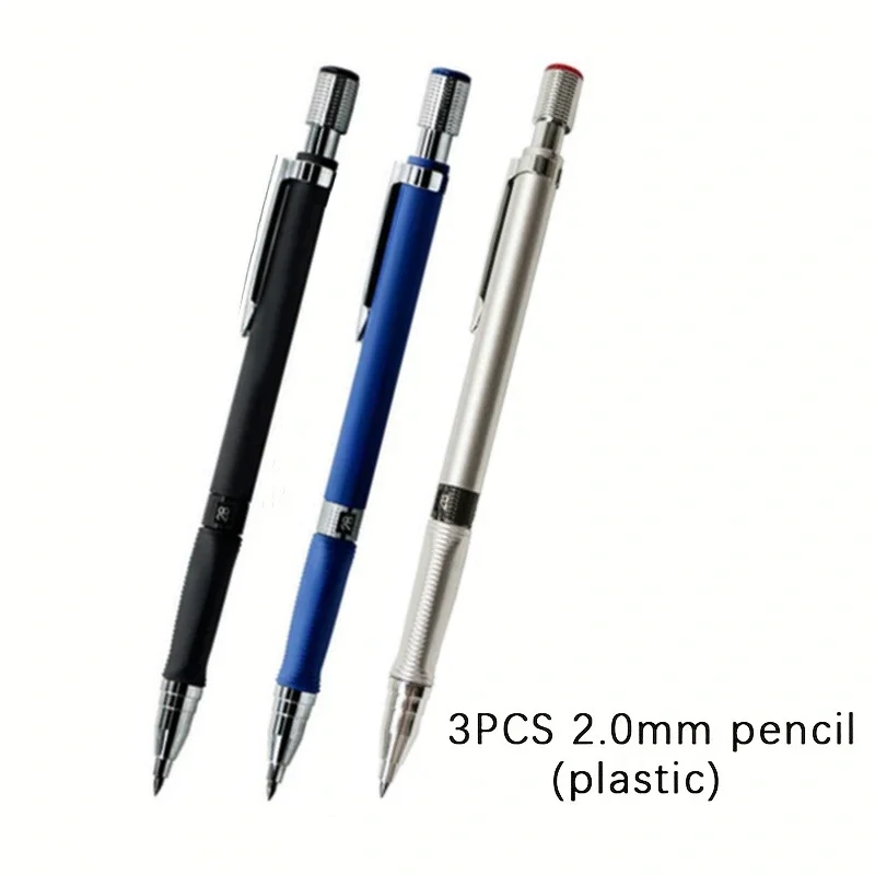 2.0mm Mechanical Pencil Set Black /Color Lead Refill 2B Automatic Pencil Students Art Sketch Painting Writing Stationery Gifts 3