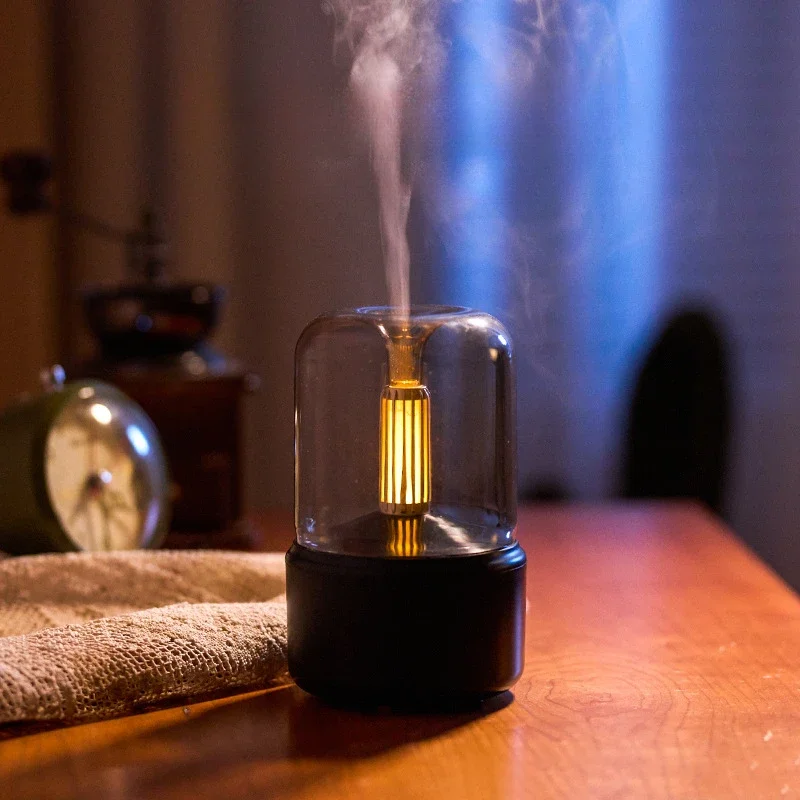 

Portable Air Humidifier Candle Aromatherapy Machine Essential Oil Diffuser Home Festive Romantic Flame Lamp Equipment Essentials