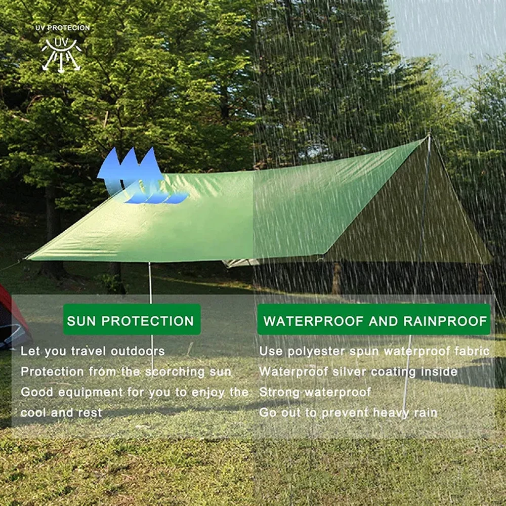 Outdoor Camping Tent Shade Hammock Rain Fly UV Garden Awning Canopy Sunshade Waterproof Tarp Tent Ultralight 230x140cm