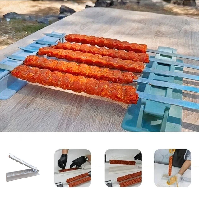 Nyársok Kebab Készítő Grillgép Marhahús Zöldségek Stringer Doboz Újrahasznosítható Kültéri Bbq Eszköz Hasznos Kiegészítők