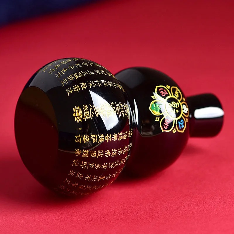 AAA+ 100% 8cm black obsidian Buddhism The six syllable Mantra Gourd black obsidian Om Mani Padme hum Buddhism Gourd buddhist 2