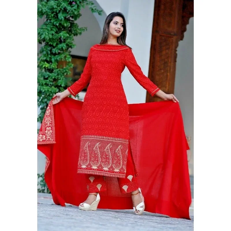 

Ethnic Pakistani Salwaar Kameez Indian Women Kurti Kurta Palazzo Dupatta Set