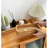 Handmade rattan desktop square coffee bread tray Nordic style light luxury storage basket for cosmetics and sundries 4