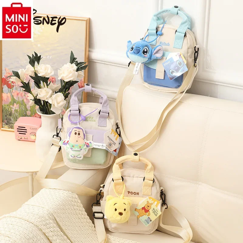 MINISO Disney Cartoon Bear Embroidered Lightyear Doll Pendant Student Multi functional Fashion Canvas Handheld Crossbody Bag