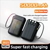 Solar Power Bank Built 4 Cables Portable Charger External Spare Battery Mini Powerbank with LED Light for IPhone Xiaomi Huawei 1