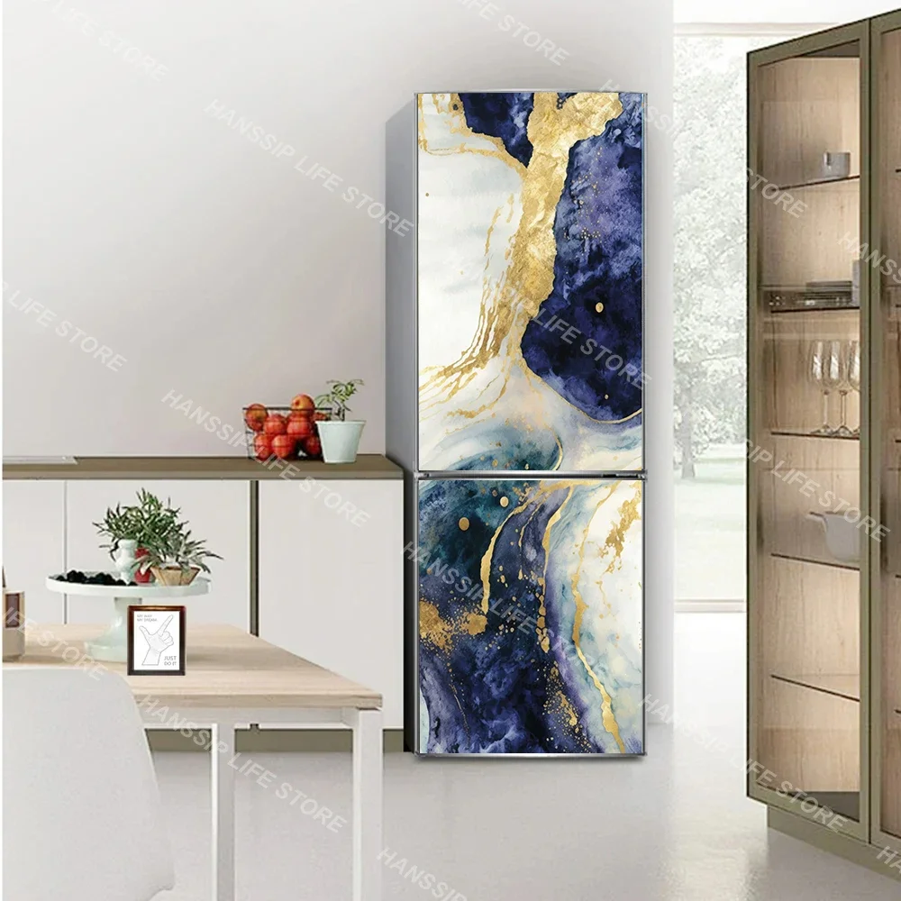 Marble Texture Tile Background Refrigerator Door Sticker Decorations Waterproof Kitchen Abstract Tiles Fridge Door Wrap Cover