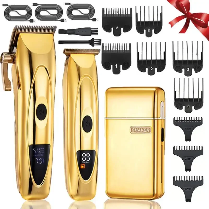 Professional Hair Clipper for Men, 1 Set T-blade Body Trimmer Electric Shavers Razor Set, Cordless Barber Clipper