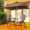 Outdoor Aluminum Bistro Set 3 Piece with Umbrella Hole Table & Chairs Set Patio Powder-Coated Frame Non-Slip Foot Pads Ergonomic 1