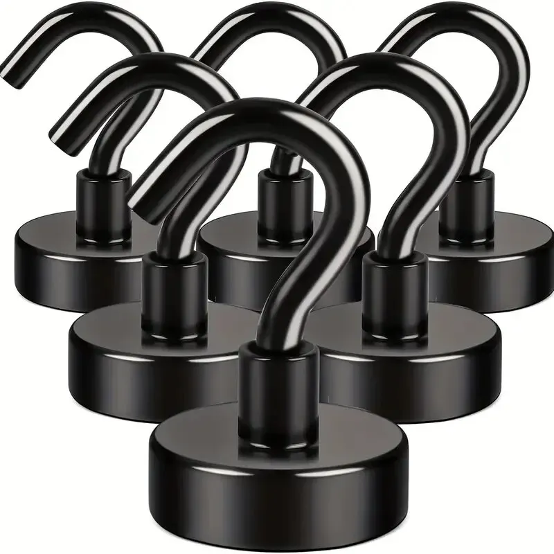 Magnetic Hooks 6Pcs Strong Punch-Free Wall Magnet Hook for Keys Coat Hanging Hanger Kitchen Fridge Bathroom Office Organizer