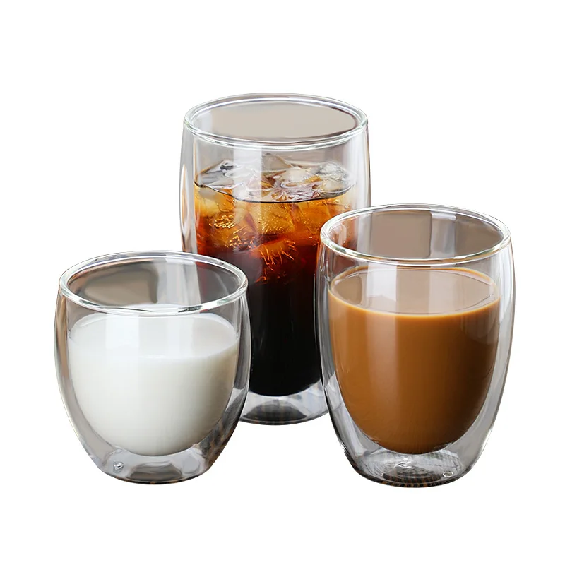 1-6PCS 80-650ml Double Wall Glass Clear Handmade Heat Resistant Tea Cups Healthy Drink Coffee Milk Mug Insulated Shot Glass Gift glass cup glass mug coffee glass cup heat resistant coffee glass cup glass coffee mug glass tea cup