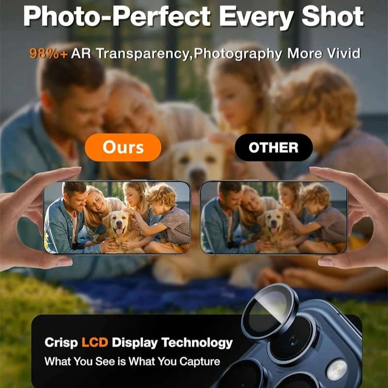 Premium Metal Ring Glass Camera Lens Protector - Durable Cover Accessories