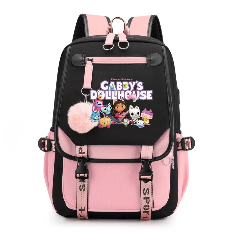 Kawaii Girls Zaino Gabby Dollhouse School Bags Anime Harajuku Gabby Dollhouse Zaini Halloween Travel Backpack Women
