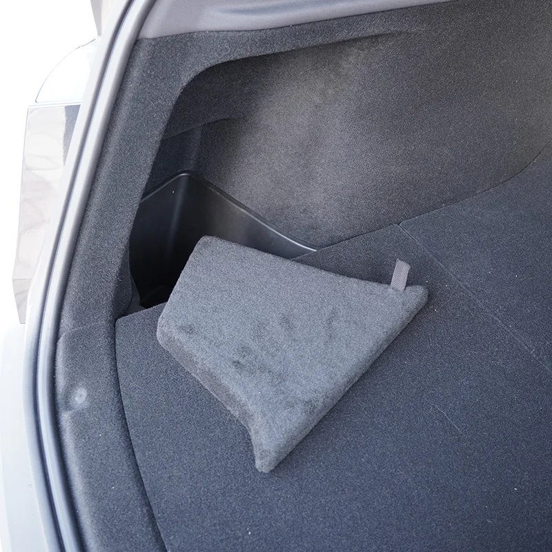 for Tesla Model Y Juniper 2025 Left Right Rear Trunk Side Storage Organizer Box Suede Cover TPE Waterproof Bin 2024 Accessories