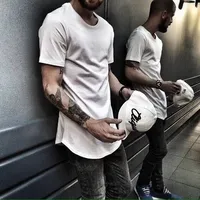 ZSIIBO TX135-C Men's T Shirt Extended Round Sweep T-Shirt Curved Hem Long line Tops Hip Hop Urban Blank Tees Clothes Streetwear 1